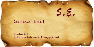 Simicz Emil névjegykártya